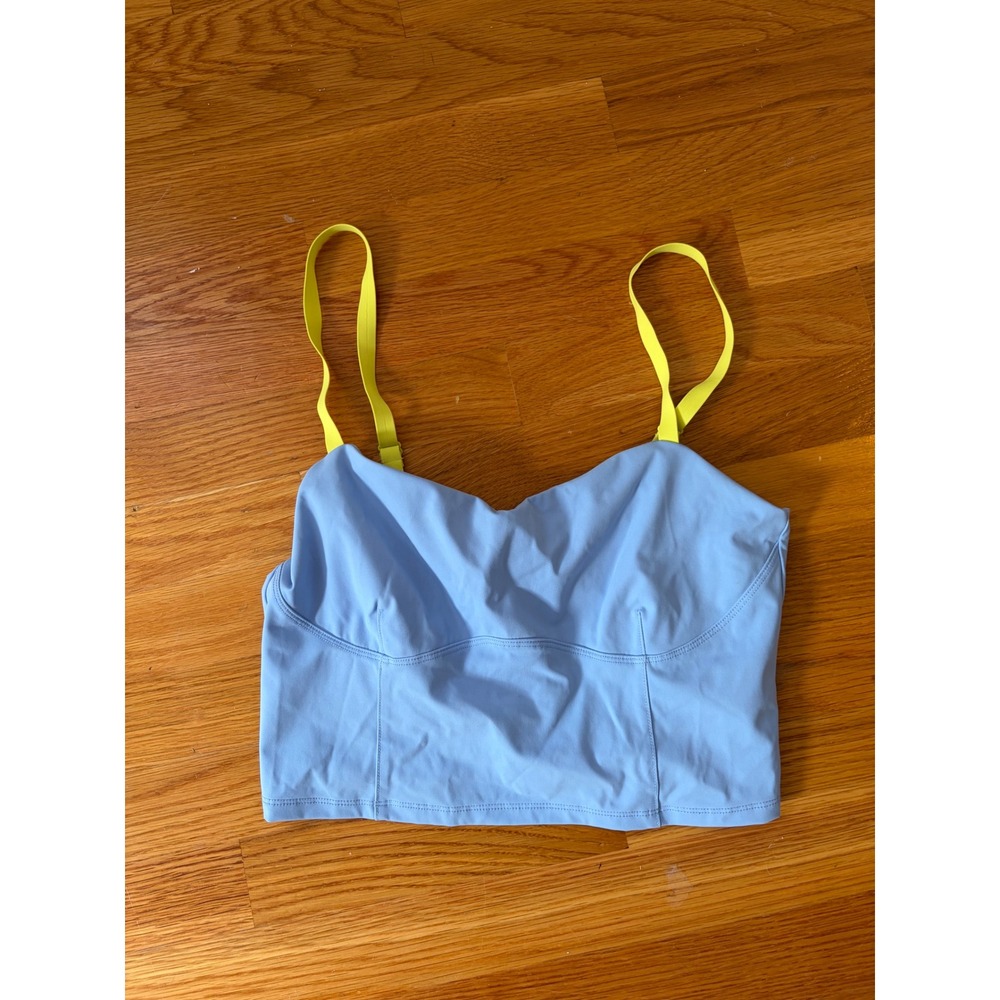 Outdoor Voices Move Free Tank Top Blue Neon Yellow Adjustable Straps Size M